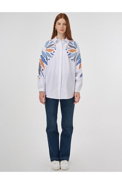 Kayra Embroidery Detailed Cotton Shirt Tunic