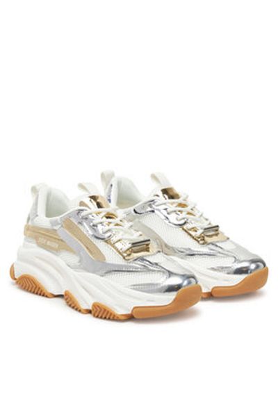 Steve Madden Teniși argintii pentru femei STEVE MADDEN-SM19000033 SG3 SILVER / GOLD CREAM