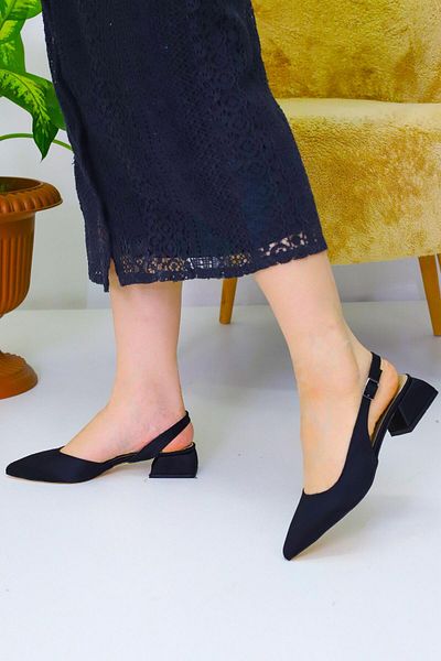Weynes Women's Black Open Back 3 cm Heeled Shoes Wsb3054