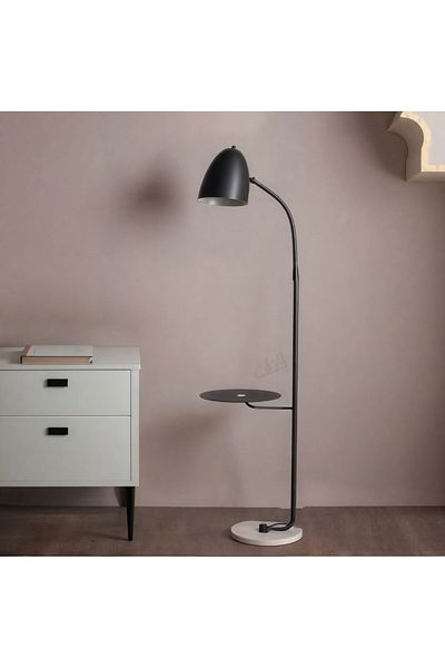 Ebticar Long floor lamp with table, black color