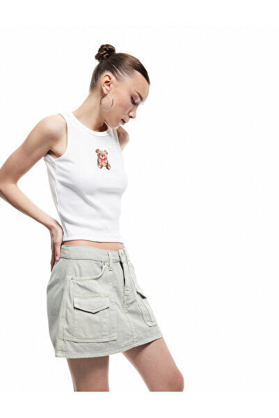 Koton Kargo Cep Detaylı Düğmeli Pamuklu Mini Şort Etek