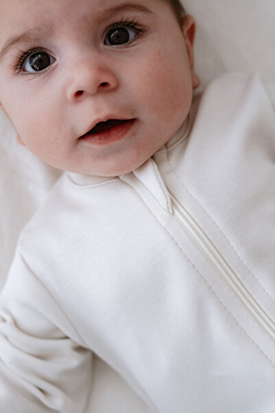 Tuğba Kuğu Zippered Jumpsuit Without Booties - Pureline Series - Stone Color