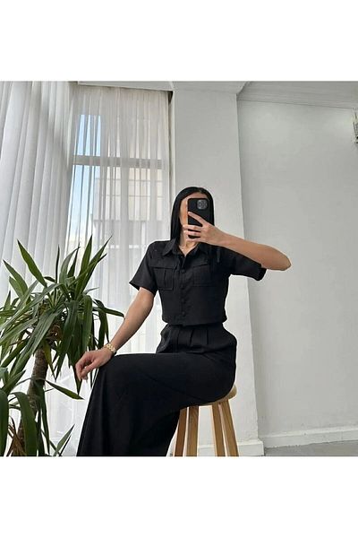 THIFF GYMWEAR Women's Shirt Jacket Pants Linen Set