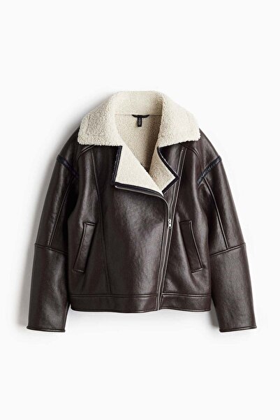 H&M Teddy-lined biker jacket