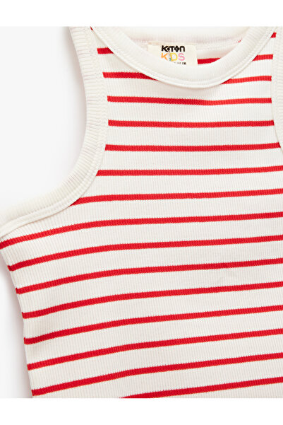 Koton Cotton Crew Neck Camisole Striped Crop Undershirt