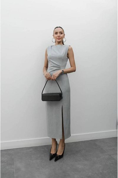 axxa Slitted Volume Drapel Midi Dress
