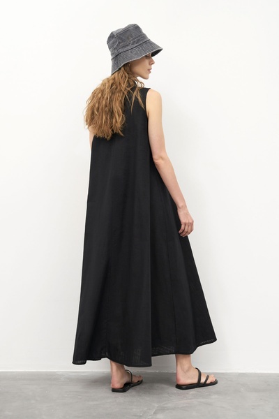 EBU Prive Γυναικείο αμάνικο φόρεμα από οργανικό βαμβάκι μαύρο