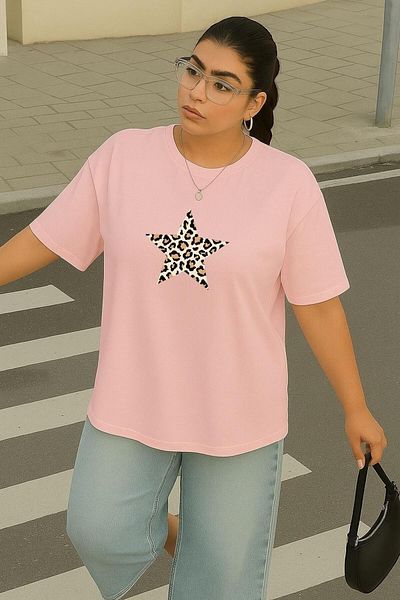 BENROMA 1 T-Shirt Gift for Purchases of 6 or More in Cart - Large Size Star Leopard Printed Unisex T-Shirt