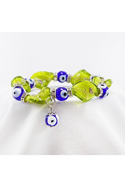 biuti Yellow Handmade Glass Beaded Evil Eye Bead Bracelet, Gift Evil Eye Bead...