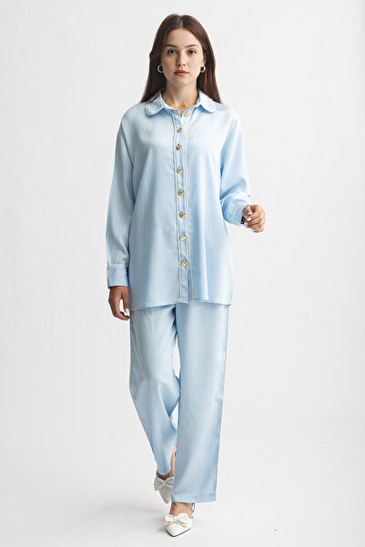 Suede Style 9261 - Stylish Comfortable Women's Satin Trouser Shirt Set