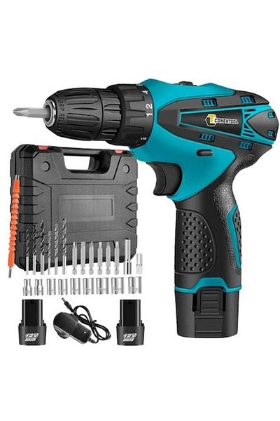 Nobrand DEMAHO® 12V Cordless Drill and Screwdriver Machine with 2 Batteries, 24 Accessories, and 2 Speeds