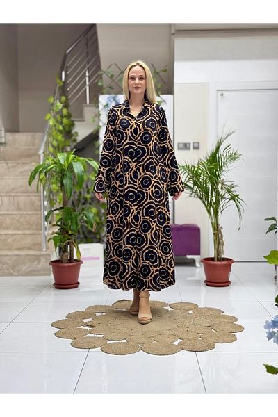 Punta Otantik Sln31117 Cotton Viscose Buttoned Long Selin Dress