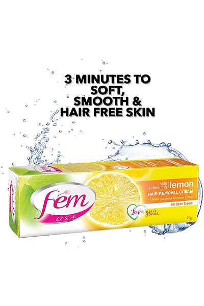 Fem USA Hair Removal Cream with Refreshing Lemon for Skin 120 g