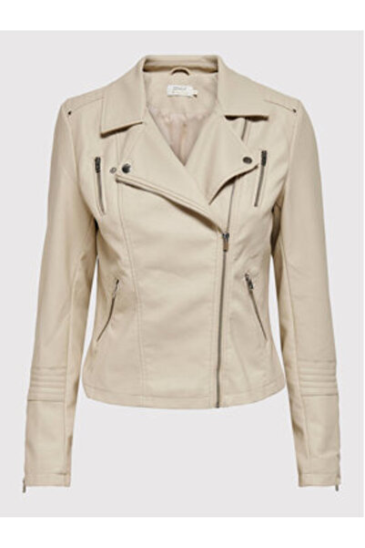 ONLY Jachetă de damă din imitație de piele bej ONLY-15153079 ONLGEMMA SILVER ...