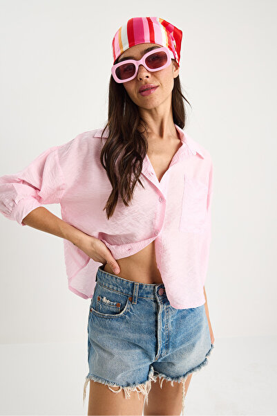 Bianco Lucci Women's Half Sleeve Single Pocket Detailed Shirt 60282013