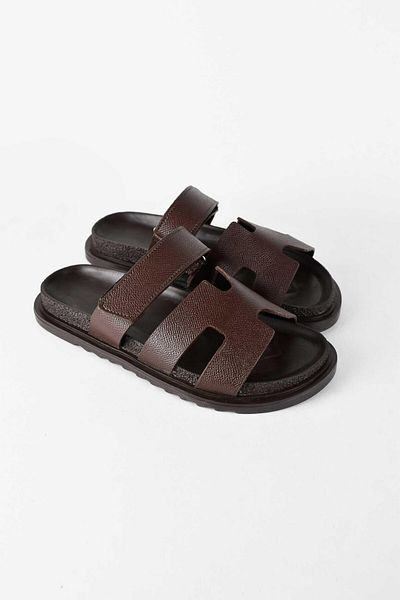 birizmoda Women's Open Front Velcro Comfortable Poly Sole Daily Slippers - Brown