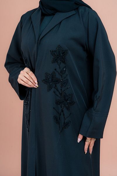 IKKXA Traditional Crystal Floral Design Abaya