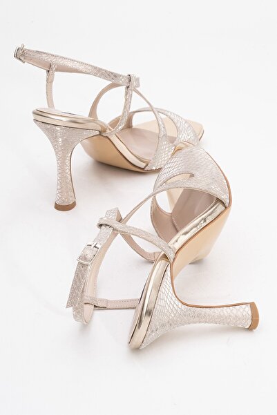 Lizy Shoes Kroko Parlak Topuklu Ayakkabı