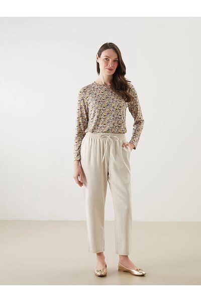 LC Waikiki Lcw Grace Women's Elastic Waist Linen Blended Trousers (S5)