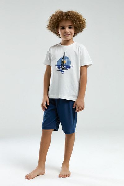 Arnetta Boy's Patterned Crew Neck Short Sleeve Pajama Set