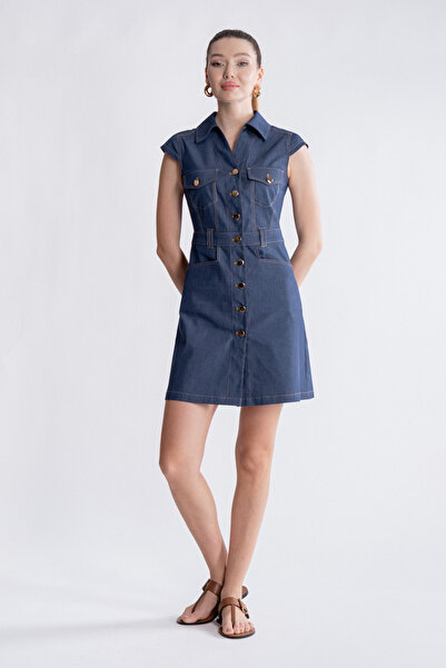 SEPANU COLLECTION Kadın Denim Kumaş Kısa Elbise