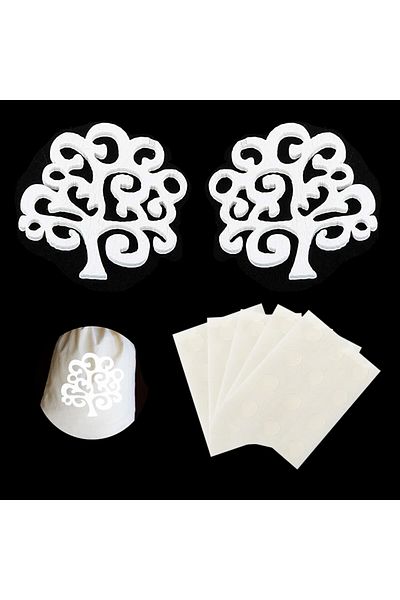 Azexcy Set de 50 de pandantive autocolante pentru botez Azexcy, lemn/hârtie, alb, 4 x 4 cm