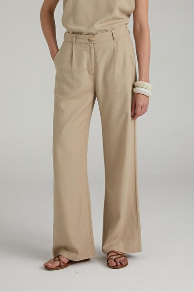 Brand Up Linen Blend Comfort Fit Trousers