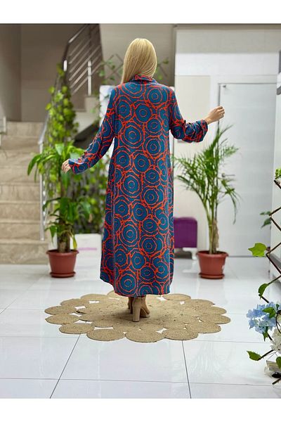 Punta Otantik Sln31112 Cotton Viscose Buttoned Long Selin Dress