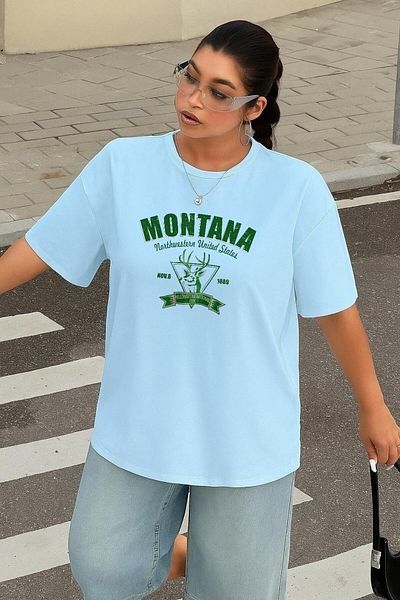 BENROMA 1 μπλουζάκι δώρο για αγορές 6 και άνω στο καλάθι - Μπλουζάκι Unisex με στάμπα Montana Plus Size