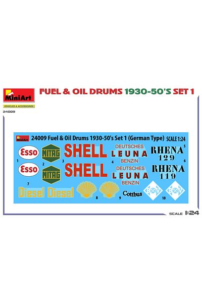 MiniArt 1:24 Fuel & Oil Barrels 1930-50S Set