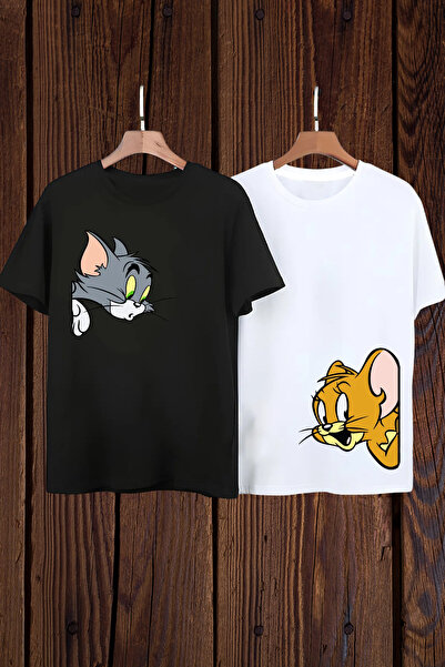 donamod Pachet de 2 tricouri Tom Jerry pentru cuplu, iubit, prieten, frate, c...