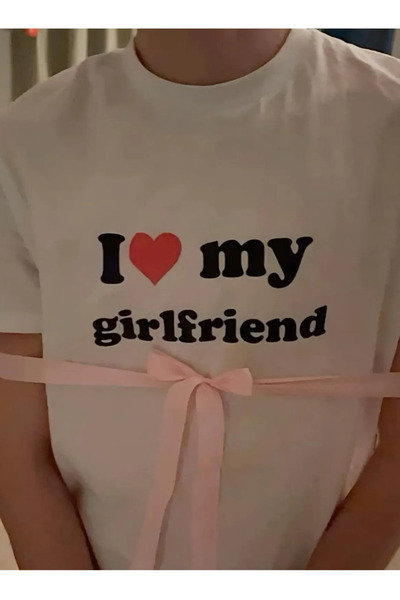donamod Μοντέρνο μπλουζάκι για ζευγάρια για την ημέρα του Αγίου Βαλεντίνου με στάμπα I Love My Girlfriend