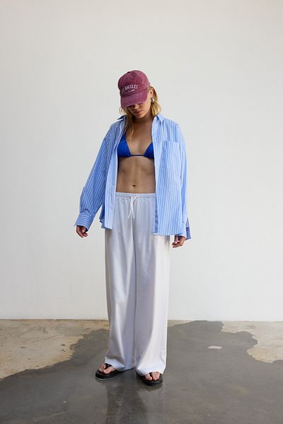 bases. Wide Leg Draped Trousers