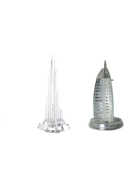 Generic Burj Al Arab and Burj Khalifa crystal souvenir