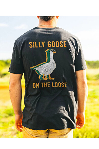 donamod تي شيرت Silly Goose On The فضفاض المطبوع كبير الحجم
