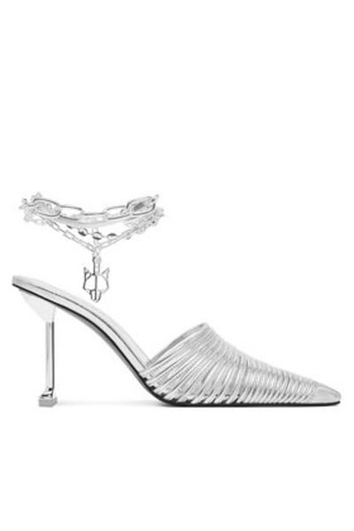 NAKED WOLFE Sandale damă argintii NAKED WOLFE-CHROMED SILVER LEATHER 00078