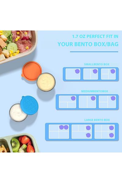 COOYA Salad Dressing Container, 6 Pack, Reusable, Leakproof Silicone Lids Stainless Steel Sauce Containers