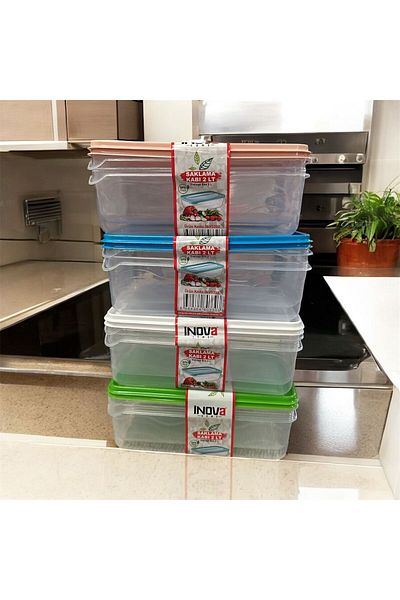 Est Home 8-Piece Storage Container Food Storage Container Refrigerator Ice Box Container 2 Liters 8 Pieces