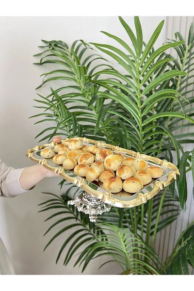 PONCİKPAZAR Zamak Footed Fringed Square Presentation Plate