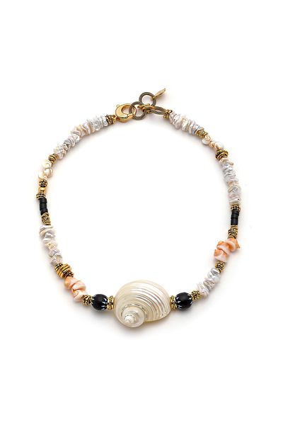 Mon Reve Mama Shell Seashell Charm Pearl Necklace
