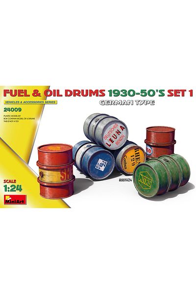 MiniArt 1:24 Fuel & Oil Barrels 1930-50S Set