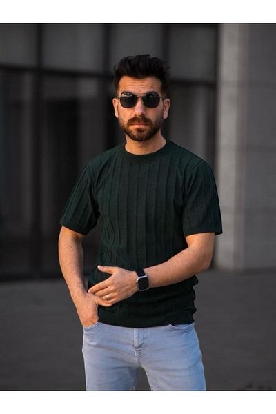 Gameyal 3 Pieces Men's Flexible Ribbed Knitwear T-Shirt Set of 3