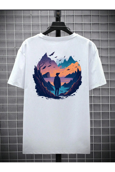 donamod Tricou oversize imprimat cu vedere la natură