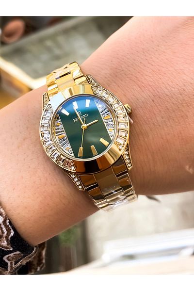 Reward Original Women Wrist Watch Waterproof Gold Color Steel Cord