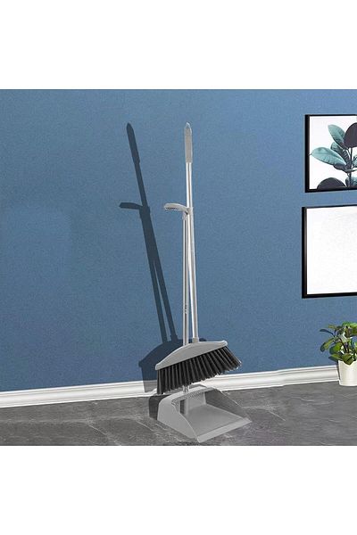 rexa Windproof Soft Brush Broom Set – Extra Long Stainless Steel Handle, Non-Stick Hair Dustpan