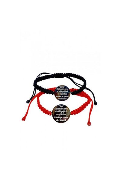 dalimag Set de 2 bratari impletite negru si rosu personalizate cu text-ul tau