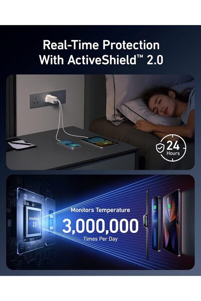 Anker شاحن حائط 735 GaNPrime 65 واط - 3 منافذ سريعة (2 × USB-C، 1 × USB-A)، PPS