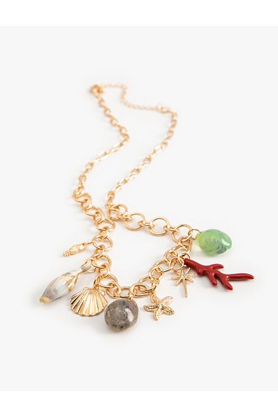 Koton Seashell Stone Detailed Chain Necklace