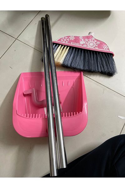 rexa Windproof Soft Brush Broom Set – Extra Long Stainless Steel Handle, Non-Stick Hair Dustpan