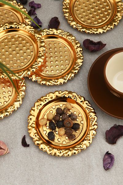 AKSESUAR EVRENİ Velis's Gold Set of 6 Sugar Bowl Turkish Delight Bowl Snack Bowl Coffee Side Presentation Bowl Decorative Dot Bowl